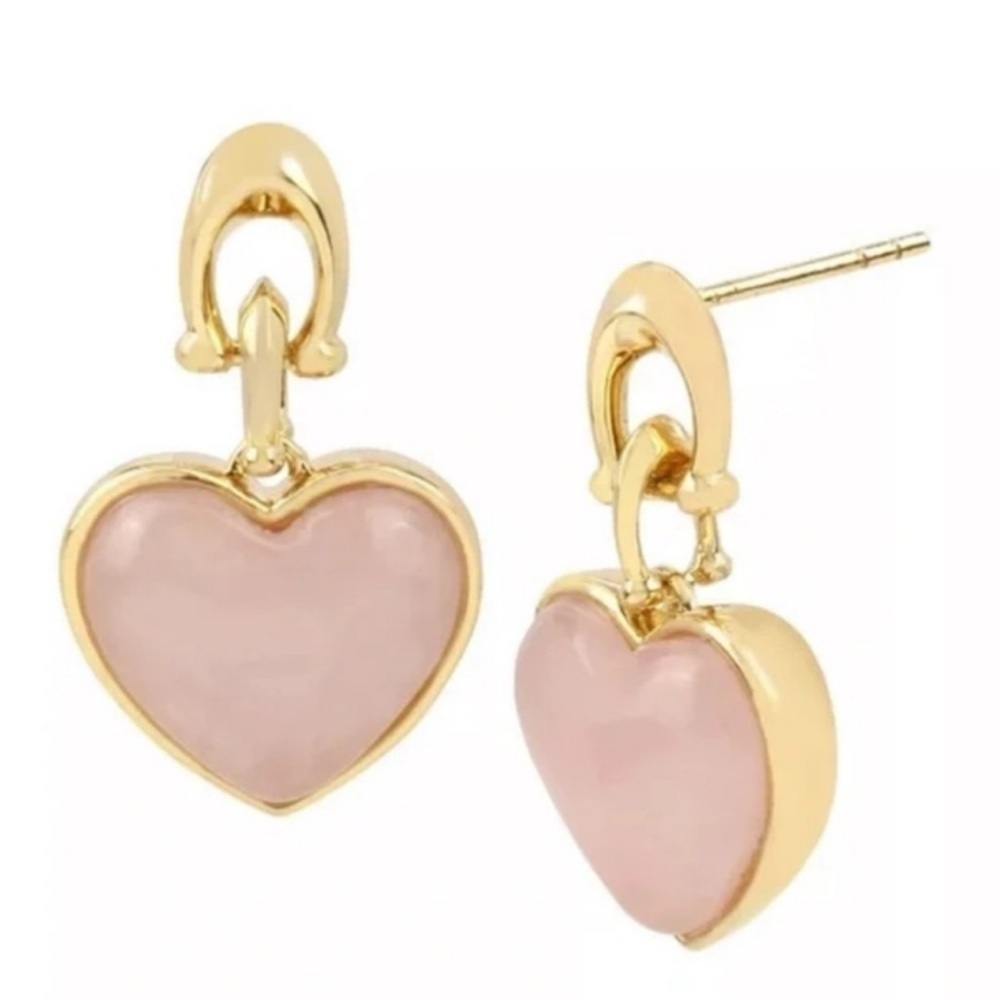 Coach Heart Carved Pink Quartz Necklace Earring and Bracelet Set - Picture 6 of 16